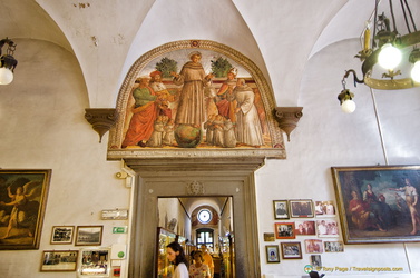 Fresco from the old monastery and Medici coat of arms
